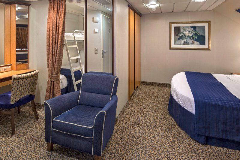 Cabine ultra espaçosa com vista para o mar