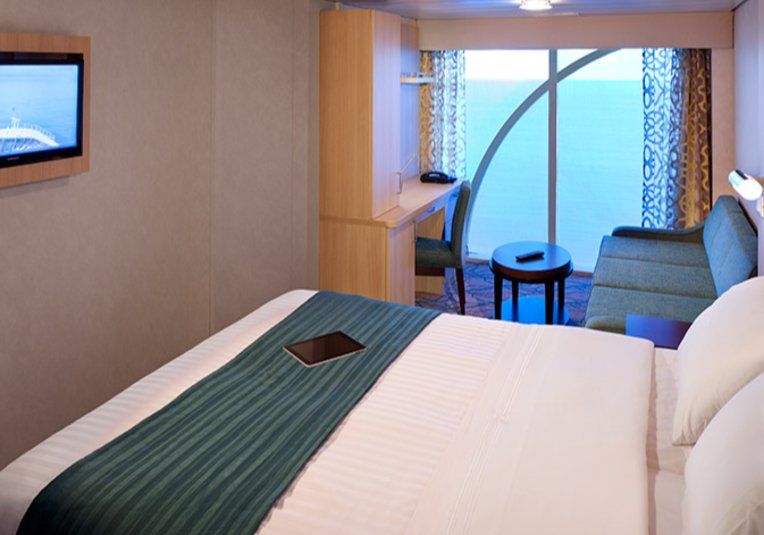 Cabine espaçosa com vista para o mar