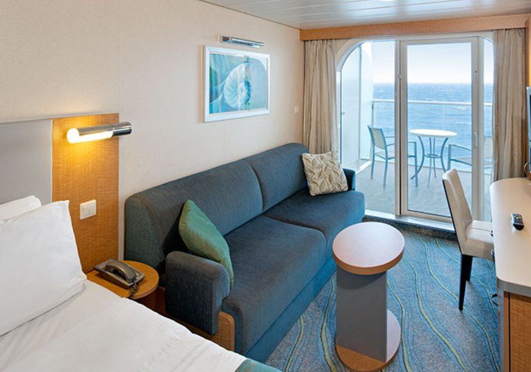 Cabine com vista para o mar e varanda grande
