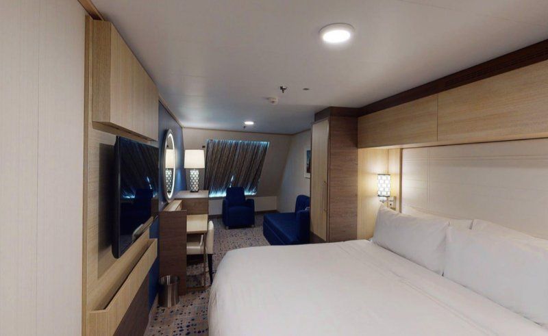 Cabine espaçosa com vista para o mar