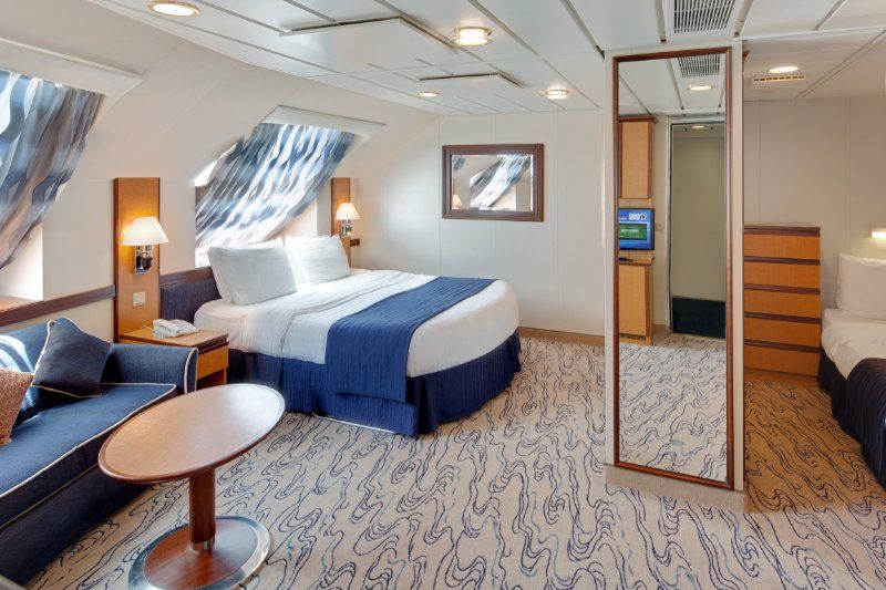 Cabine ultra espaçosa com vista para o mar
