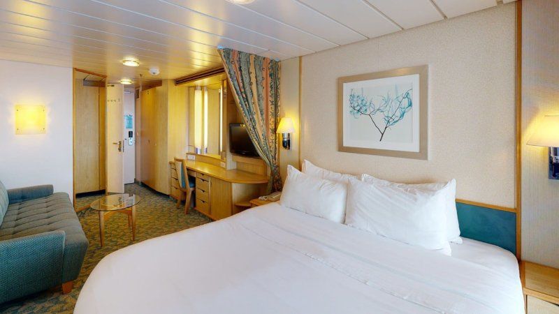 Cabine espaçosa com vista para o mar