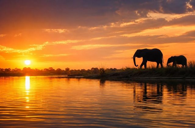 Pôr do sol sobre o Chobe