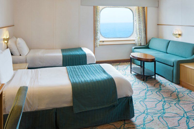 Cabine espaçosa com vista para o mar