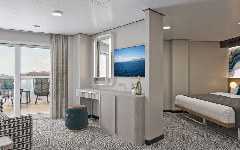 Suite com vista para a popa e varanda grande
