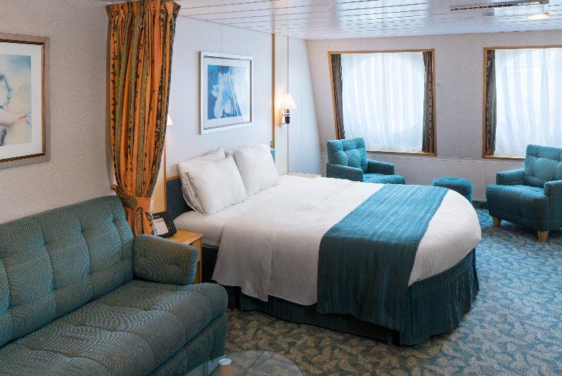 Cabine espaçosa com vista para o mar