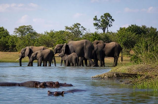 Safári de barco no rio Chobe