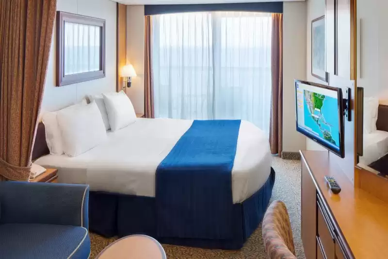 Cabine com vista para o mar obstruída e varanda