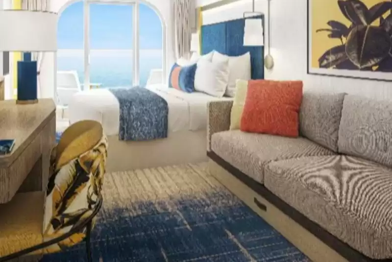 Cabine com vista para o mar e amplo balcão