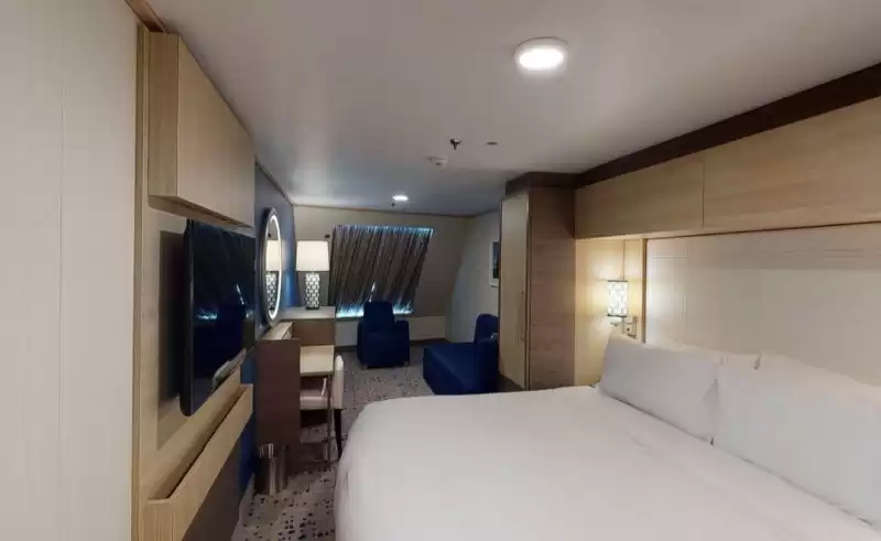 Cabine espaçosa com vista para o mar