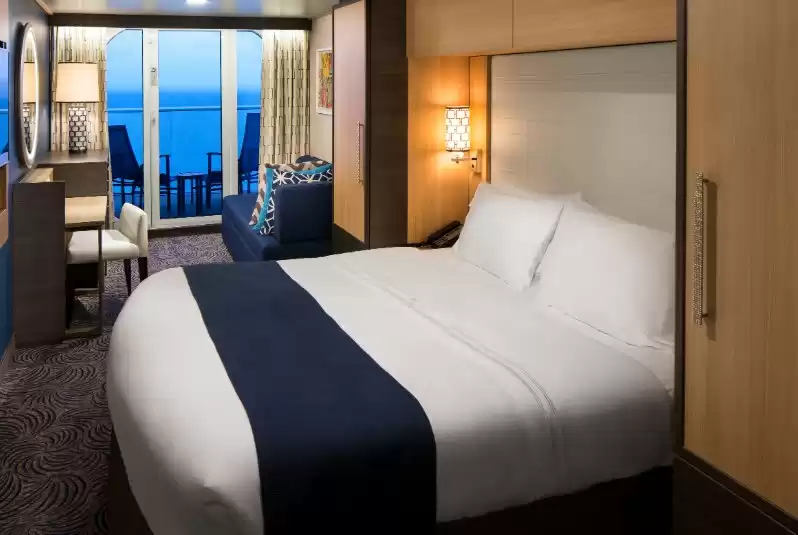 Cabine com vista para o mar obstruída e varanda