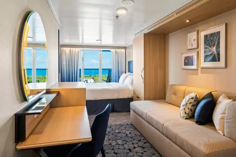 Cabine com vista para o mar e varanda
